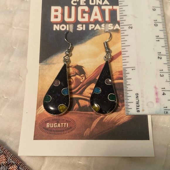 Silver enamel Teardrop Earrings - Picture 3 of 3